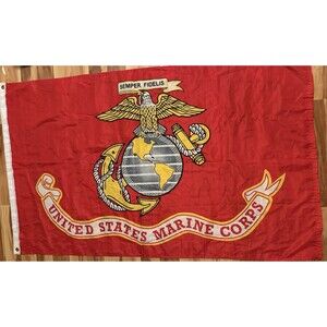 US Marine Corps Red Flag Banner. Made In USA 3 X 5